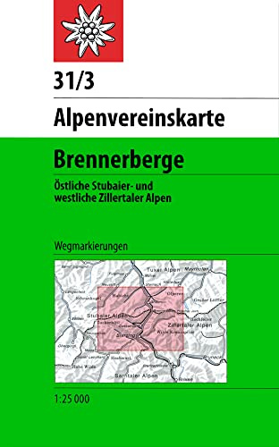Brennerberge: Topographische Karte 1:50.000 mit Wegmarkierungen: Östliche Stubaier- und westliche Zillertaler Alpen (Alpenvereinskarten)