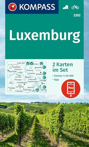 KOMPASS Wanderkarten-Set 2202 Luxemburg (2 Karten) 1:50.000: inklusive Karte zur offline Verwendung in der KOMPASS-App. Fahrradfahren.