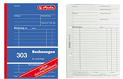 5x Rechnungsbuch 303 / A6 / 2x 40 Blatt / selbstdurchschreibend
