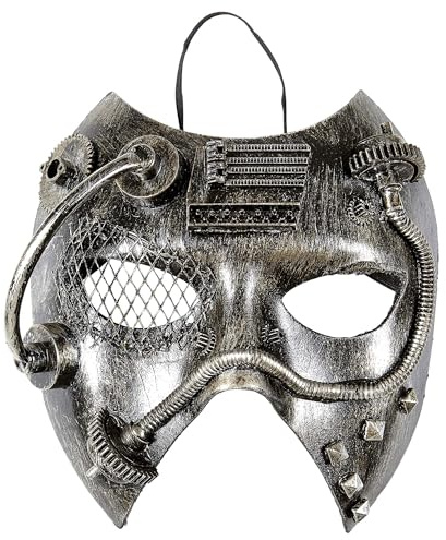 W WIDMANN MILANO Party Fashion - Steampunk Maske | Vintage-Look mit Zahnrädern und Nieten, Kostümzubehör für Steampunk, Maskenball, Karneval, Mottoparty, Cosplay