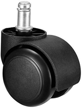 sourcing map Office Chair Casters Wheels 2 inch PU Twin Wheel Universal Standard 11mm Stem Swivel Caster Black, 4 Pcs