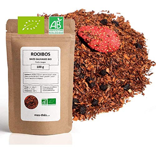 Rooibos Bio Baies Sauvages Fruits rouges - 100g (40 tasses) - Thé en vrac 100% Agriculture Biologique - Mes-Thés