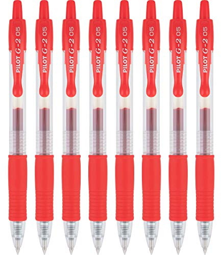 Pilot G2 Premium Gelschreiber, nachfüllbar und einziehbar, extra feine Spitze, Rot, 8 Stück (15313)