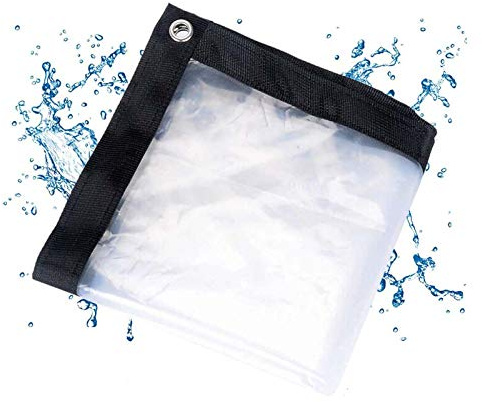 WZDD Telone Impermeabile Trasparente 3x3m, Telo Impermeabile Esterno con Occhielli, Tenda da Balcone in Plastica per Esterni, Teloni Impermeabili Occhiellati