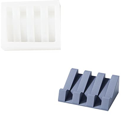 BOOWAN NICOLE Soap Dish Silicone Mold for Bathroom/Shower, Bar Soap Holder Mould with Self Draining Tray