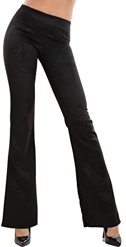 Toocool Pantalon Femme Patte d'Éléphant Évasé Velours Côtelé Taille Haute Extensible Élégant Hiver VI-82148 [XXL, Noir]