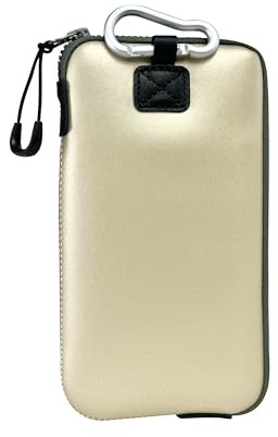OneJoy Neopren Handyhülle für Smartphones 6.1- 6.9, leichte Handyhülle Cover, Holster für handys, Zipper handysocken, schützende Handytasche mit Clip on [ Gold ]