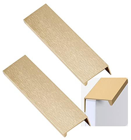 2 Stück Schrankgriffe Versteckt Möbelgriff gebürstetes Gold SchubladenKnöpfe Türgriff Hinterschraubgriff für Schlafzimmer Küche Kleiderschrank Profilgriff,Mit Schrauben (Länge 150mm)