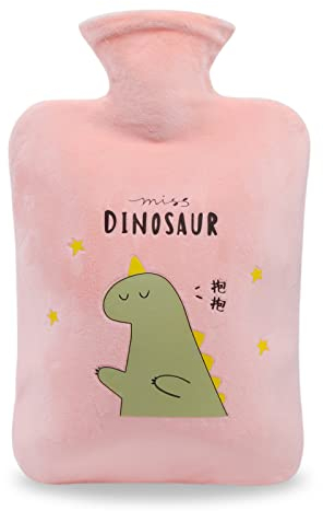 OVOOKER Wärmflasche mit Weichem Bezug - Auslaufsicher 2L Groß PVC Wasser Tasche, Handwärmer für Kinder & Erwachsene, geruchlos Superior Material, ideal für Schmerzlinderung, Rosa