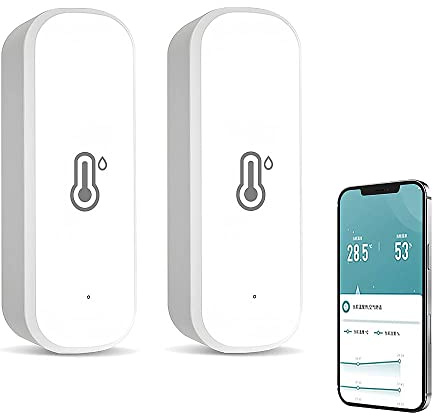 Wifi Tuya Smart Temperature and Humidity Sensor, Smart Hygrometer Thermometer for Alert, No Hub Required, Compatible with Alexa and Google Home, for Home, Baby, Garages, Intelligent Linkage