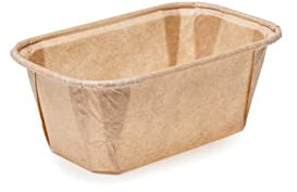 Ecopack Lot de 8 moules jetables en papier de couleur naturelle, adaptés au four jusqu'à 220 °C, dimensions 8 x 4 x 4 cm,