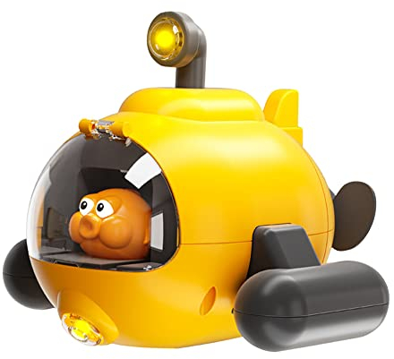 Jouet de Bain Bébé, Jouets Mignons de Baignoire de Bain de Petit sous-Marin, Jouets de Piscine sous-Marin Flottants avec Lumière LED Jouets de Douche Cadeaux pour Tout-Petits Garçons Filles