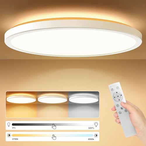 24W 2642LM Plafoniera Led Soffitto, Dimmerabile Plafoniere Led a Soffitto con Telecomando & Retroilluminazione, Lampada da Soffitto per Camera da letto Cucina Corridoio Balcone Soggiorno Ufficio
