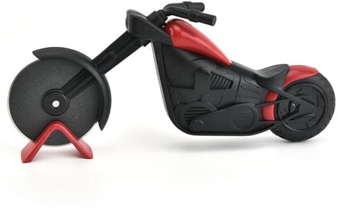 Edelstahl Kunststoff Pizzaroller，Motorrad Pizzaschneider，für Weihnachten Party Kreativ Geschenke.