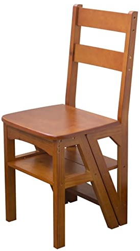 Klappbare 4-Stufen-Hocker, Faltbare Holzleitern, Fußhocker, Treppen, Stuhl, Trittleiter, tragbare Leitern, Hocker für Küche, Badezimmer, Büro, Zuhause, Leiterstuhl (Farbe: Walnussf