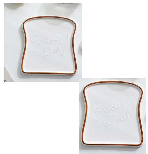 AENZA Piatto Pane in Ceramica Piatti a Forma di Toast da Vassoio per Alimenti in Porcellana Utensili da Cucina(2)