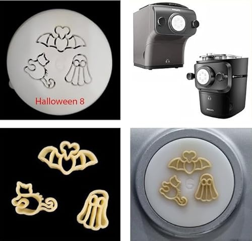 PASTADISC Halloween Pasta Maker Shapes Disc, For Electric Philips Pasta Maker Attachments Machine, Automatic Pasta & Noodle Maker, Kitchen Appliances, Accessory Kit (Halloween 8 (3in1))