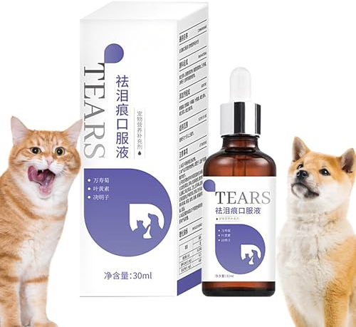 Augenfleckenentferner für Hunde, Tränenfleckenentferner für Hunde - 30 ml Augentropfen für Hunde, Tränenfleckenentferner für Haustiere - Natürliche Katzenaugentropfen-Lösung zum Entfernen von