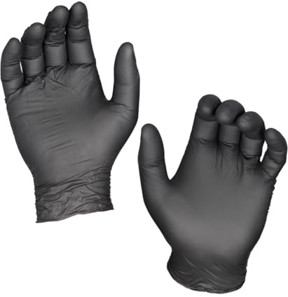 bricoleva.it Einweghandschuhe aus weißem Latex, 100 Stück – elastische Latexhandschuhe für Laboratorien, Bau, Reinigung und Handhabung kleiner Gegenstände (L, Schwarz)