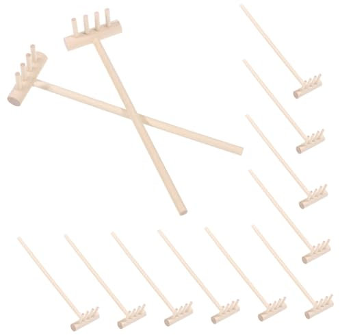 ibasenice 12pcs Mini Garden Rake Tools Smoothing Rake for Fairy Garden Accessories Craft