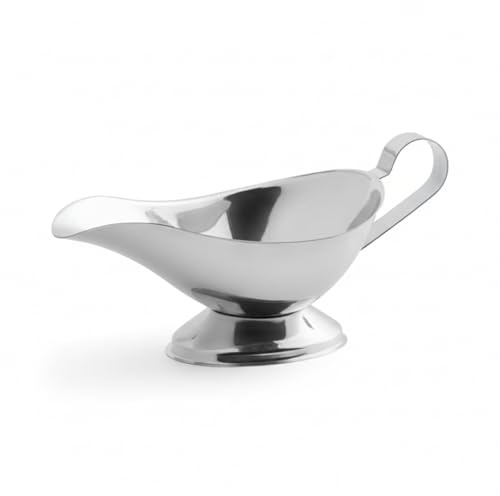 FONTEME Salsiera in acciaio inox da 226,8 g, dispenser per salsa per arrosti, manico ergonomico, beccuccio grande antigoccia, 226,8 g [1 pezzo]