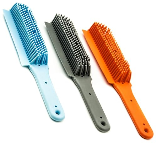 2 in 1: Professional Multi-Use Pet Hair Remover RUBBER BRUSH to Broom Outdoor & Indoor | Cat & Dog Brush | Cat and Dog Grooming Mit | Carpet, Car, Furniture (Orange)