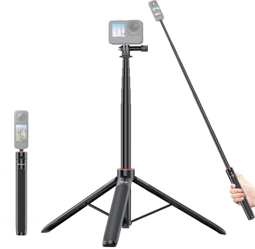 PULUZ 54/1.37m Unsichtbares Selfie Stick Stativ für Insta360 Luna Ultra X5 X4 X3 Ace Pro, 2-in 1 Vlog Live Streaming Ständer Kompatible mit Go pro Hero 13, 12, 11, OMO 360, Akaso andere Action-Kamera