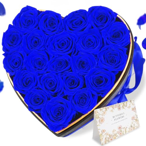 DINGHENG 21 Infinity Rosen, Rosenbox mit Konservierte Blumen, Jahrestag Geschenk für Sie Ewige, Rose in Herzform Box Geschenke für Frauen Mutter zum Geburtstag Valentinstag Muttertag Weihnachten