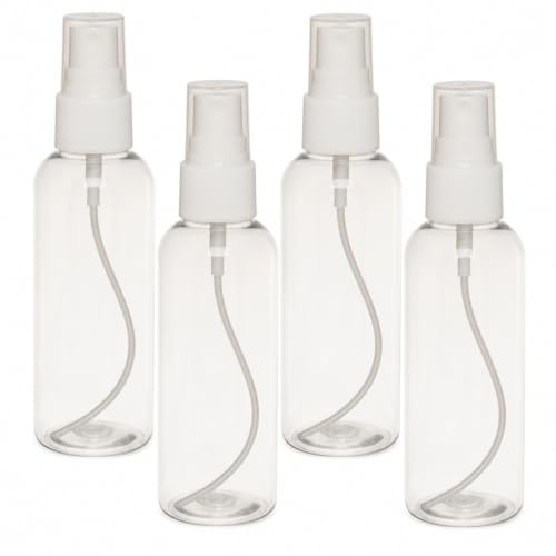MIJOMA Zerstäuber Sprühflasche 4er Set – 100ml Nachfüllbar Transparent – Feiner Nebel für Wasser, Parfüm, Alkohol, Kosmetik – BPA-frei – Reise Kosmetikflasche Kunststoff
