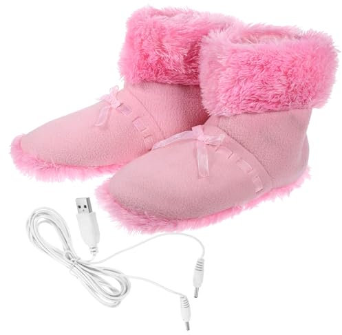 BESPORTBLE Usb Fußwärmer Heizschuhe Für Damen Und Herren Waschbare Winterheizungsschuhe Mit Plüsch Elektrische Warmschuhe Für Zuhause Und Reisen Schnell Heizend Bequemer Sitz Rosa