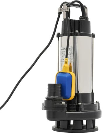 Edelstahl Schmutzwasserpumpe, 1500W Tauchpumpe mit Automatik-Schwimmerschalter IP68 220V 35μF für Industrie Garten Keller​