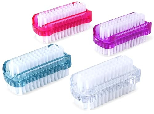 4 Pezzi Spazzolino Unghie Doppio Lato, Spazzola Unghie Mani, Spazzolina per Unghie Colorata Portatile