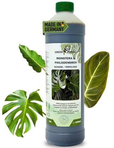 GreenPanda BIO Monstera Dünger & Philodendron - Konzentriert (1000ml) | 1L Blatt-Boost Dünger für Monstera - Flüssigdünger für Zimmer & Balkonpflanzen - Flasche vor Gebrauch gut schütteln.