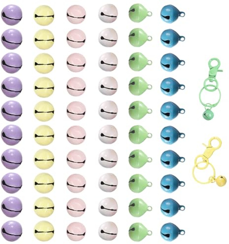 JYNXOR 60 pcs Cascabeles de Colores, 14mm Pequeñas Cascabeles, Cascabeles de Navidad, Campanas de Metal para Manualidades de Bricolaje Decoraciones Creativas Cumpleaños Navidad Bisutería