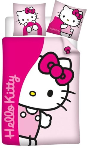 Hello Kitty Flanella Copripiumino Singolo 140x200 + Federa 65x65 Cotone
