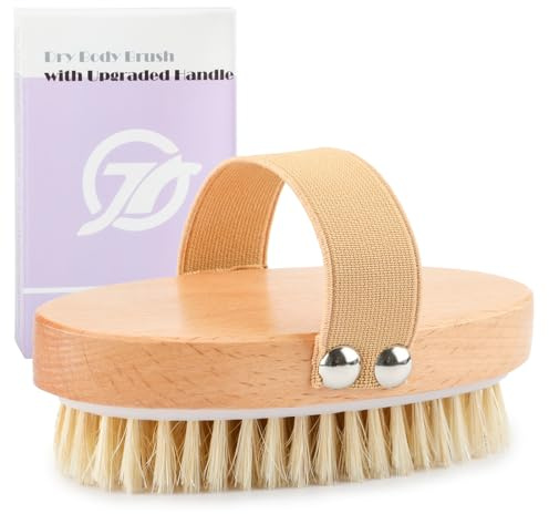 FREATECH Spazzola Corpo in Legno di Faggio, Setole Naturali per Spazzolatura a Secco, Esfoliante per Pelle Secca, Riduce la Cellulite e Migliora la Circolazione, Spazzola da Bagno e Doccia