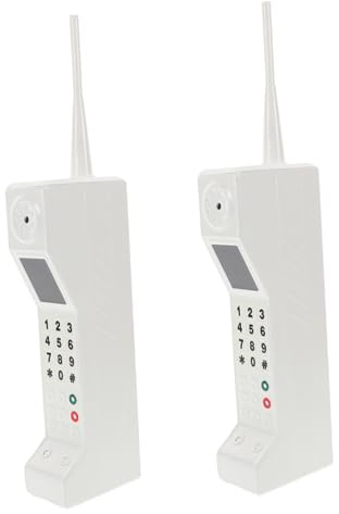 RORPOIR Ornamento Telefono retrò Vintage in Ferro Bianco 2 Pezzi, Riproduzione Cellulare Classico per Esposizioni e Vetrine Display Accattivante