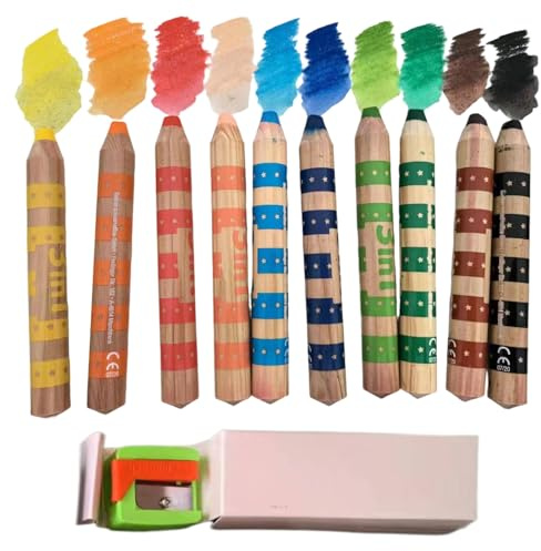 Crayones para niños, 10 piezas de cola larga de dibujo portátil y soluble en agua, característica principal, suministros de arte con uso para aula, jardín de infantes, viajes en casa, regalos de fiest