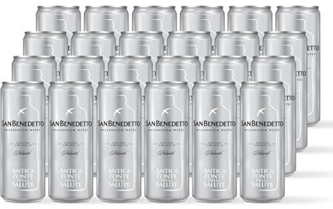 Acqua San Benedetto Minerale Naturale Antica Fonte della Salute | Premium Water | Confezione da 24 Lattine da 330ml