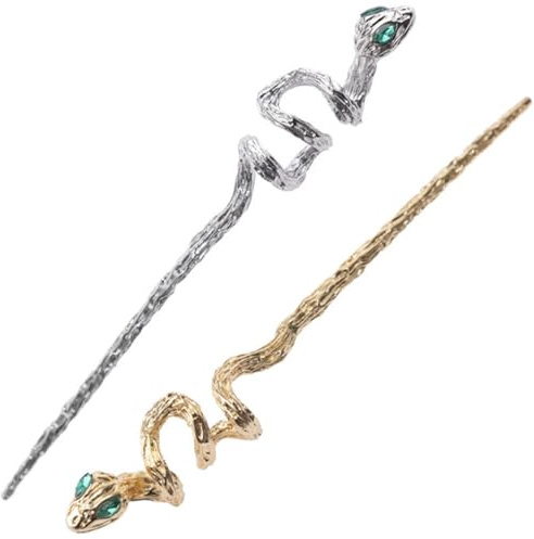 ABOOFAN Bastoncini per Chioma Cinesi 2 Pezzi a Forma di Serpente in Lega Strass, Accessori per Chioma da Donna Leggeri e Comodi, Fermagli Decorativi per Acconciature da Festa e Uso