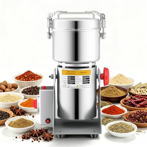 Molinillo de granos 800 g, 3500 W, 30000 RPM, eléctrico de especias con temporizador 5 min y tamiz, acero inoxidable, para hierbas, frutos secos, granos de café, uso doméstico y comercial