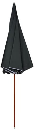 PTUGUOF Ombrellone con palo in acciaio, 240 cm, colore bianco sabbia, in poliestere resistente ai raggi UV, robusto palo in acciaio con rivestimento color legno e 8 stecche, ombrellone da spiaggia