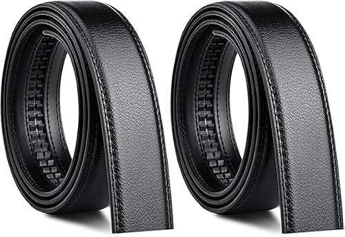 Pebipoo 2er-Pack Herren Gürtel Ohne Schnalle, Leder Automatik Gürtel Ersatz Ledergürtel (130cm)