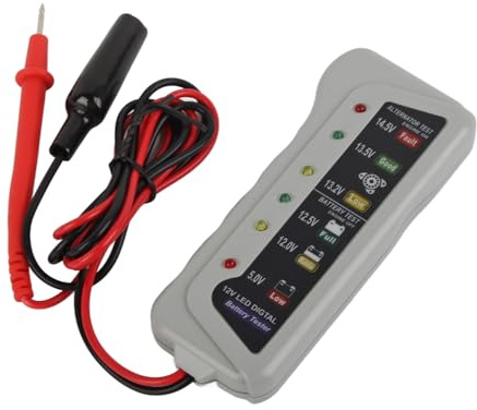 UPALDHOU Probador de Batería Probador de Batería de Automóvil con Pantalla LED Analógica Comprobador de de Plástico 2 a 14,8 V Protección de Polaridad Inversa para Automóviles Furgonetas
