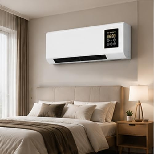 Ventilador y Aire Acondicionado de Pared Portátil 2 en 1 (Sistema de Calefacción y Refrigeración), Unidad Combinada Inteligente con Pantalla LED y Control Remoto; Mini Enfriador Silencioso