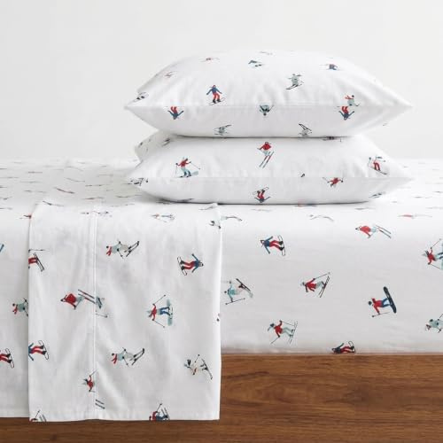 Eddie Bauer - Full Sheets, Cotton Flannel Bedding Set, Brushed For Extra Softness, Cozy Home Decor (Ski Slope, Full)