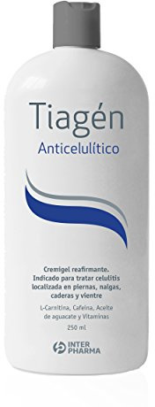 Tiagén Gel Cremoso Anticelulítico Reafirmante y Reductor con L-Carnitina y Vitaminas para las Piernas, Nalgas, Caderas y Abdomen - 250 ml