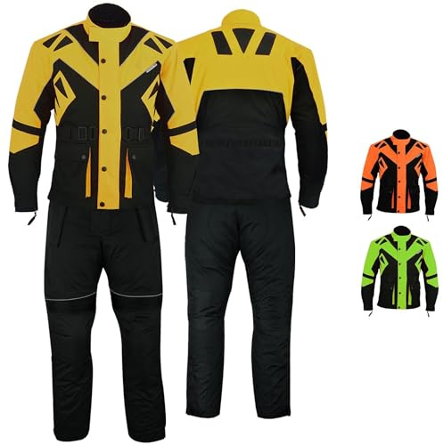 German Wear Motorradkombi Herren 2-teiler mit Protektoren Motorradanzug Textilien Motorradjacke & Motorradhose motorrad kleidung Gelb - 52