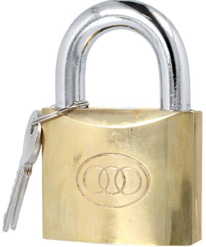 Tri Circle Solid Brass 63mm Large Padlock & 3 Keys Toolbox Locker Outdoor Garage Shed Door Gate Keyed Lock