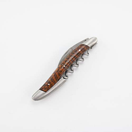 Forge De Laguiole Coffret cadeau couteau de sommelier – Poignée Amourette – Acier inoxydable mat + étui en cuir noir